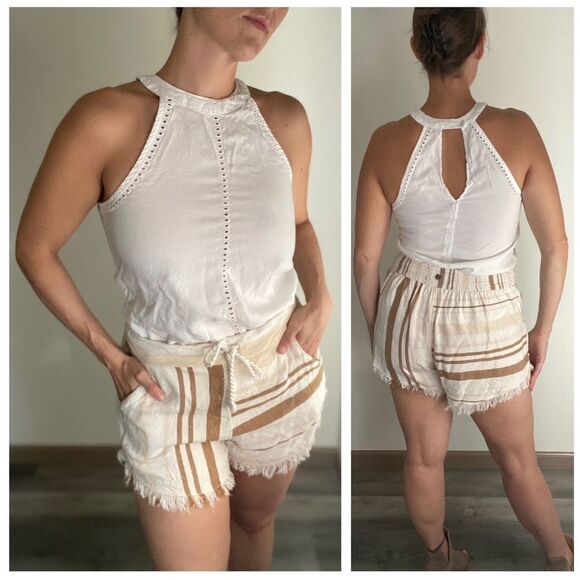 Anthropologie Top Cloth & Stone Embroidered White Minimalist XS Tencel - Picture 2 of 12